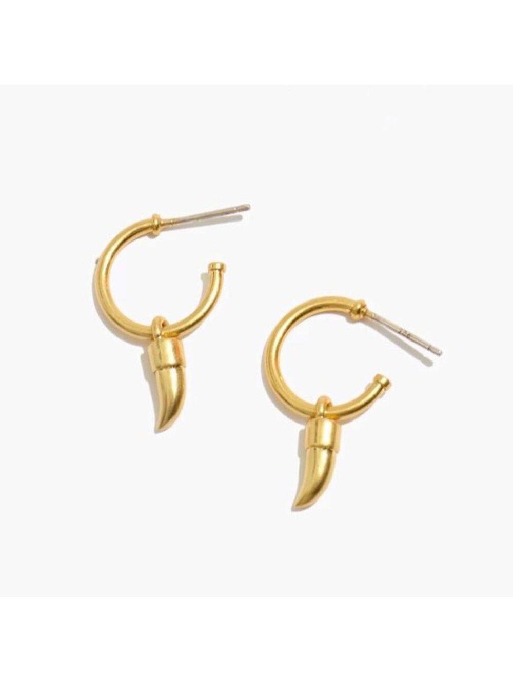 Madewell Horn Charm Hoop Earrings